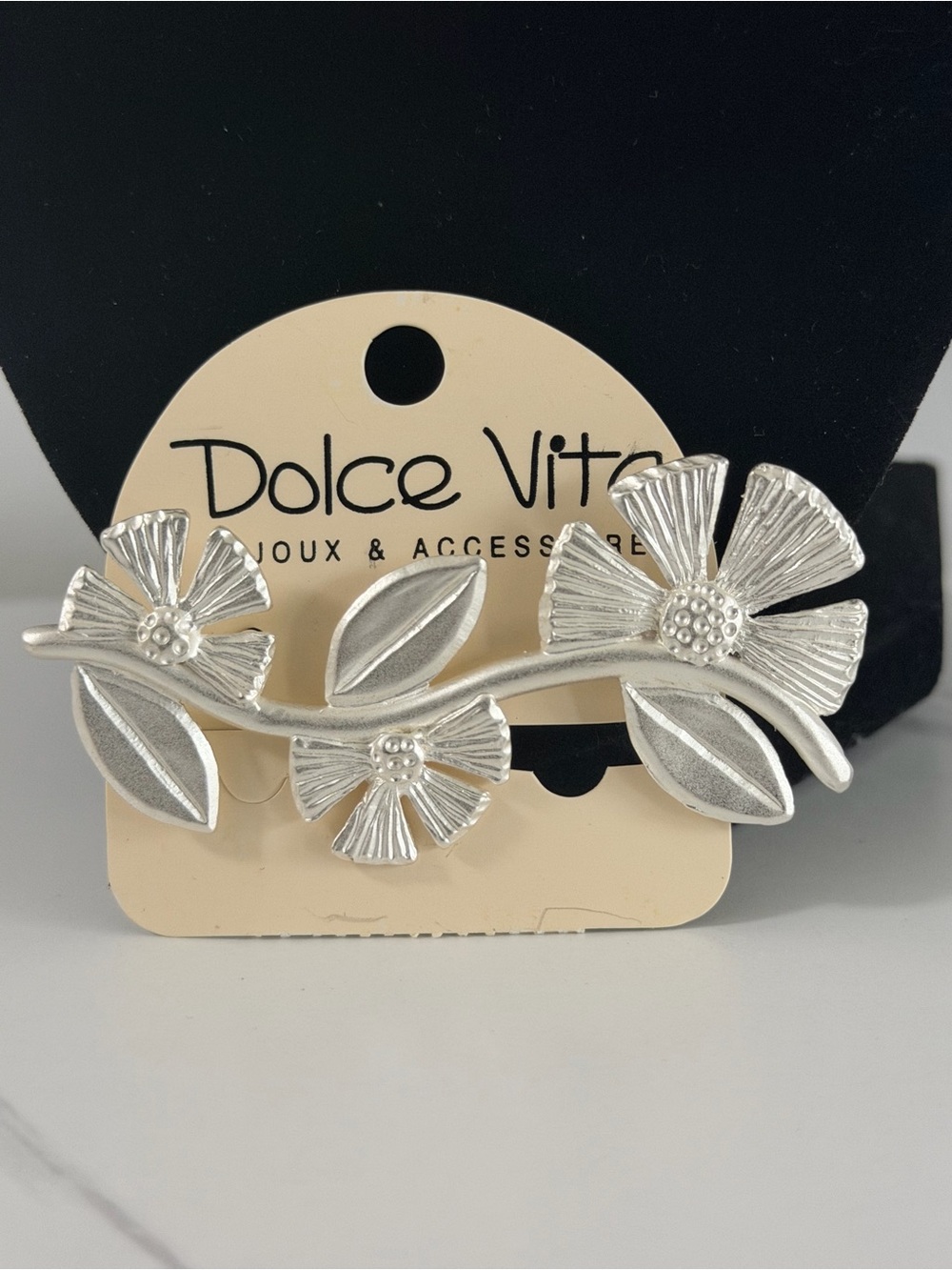 Vintage Dolce Vita Paris Silver Floral Brooch